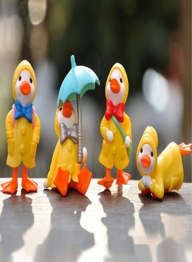 VRB Dec مجموعة تحف مصغرة من 4 قطع من VRB Dec لتزيين المنزل، لوحة قيادة السيارة، عيد الحب، غرفة المعيشة، هدايا، تماثيل، أدوات تزيين الكيك، تماثيل لتزيين المنزل. (4 قطع بطة ومظلة مصغرة) - Image 1